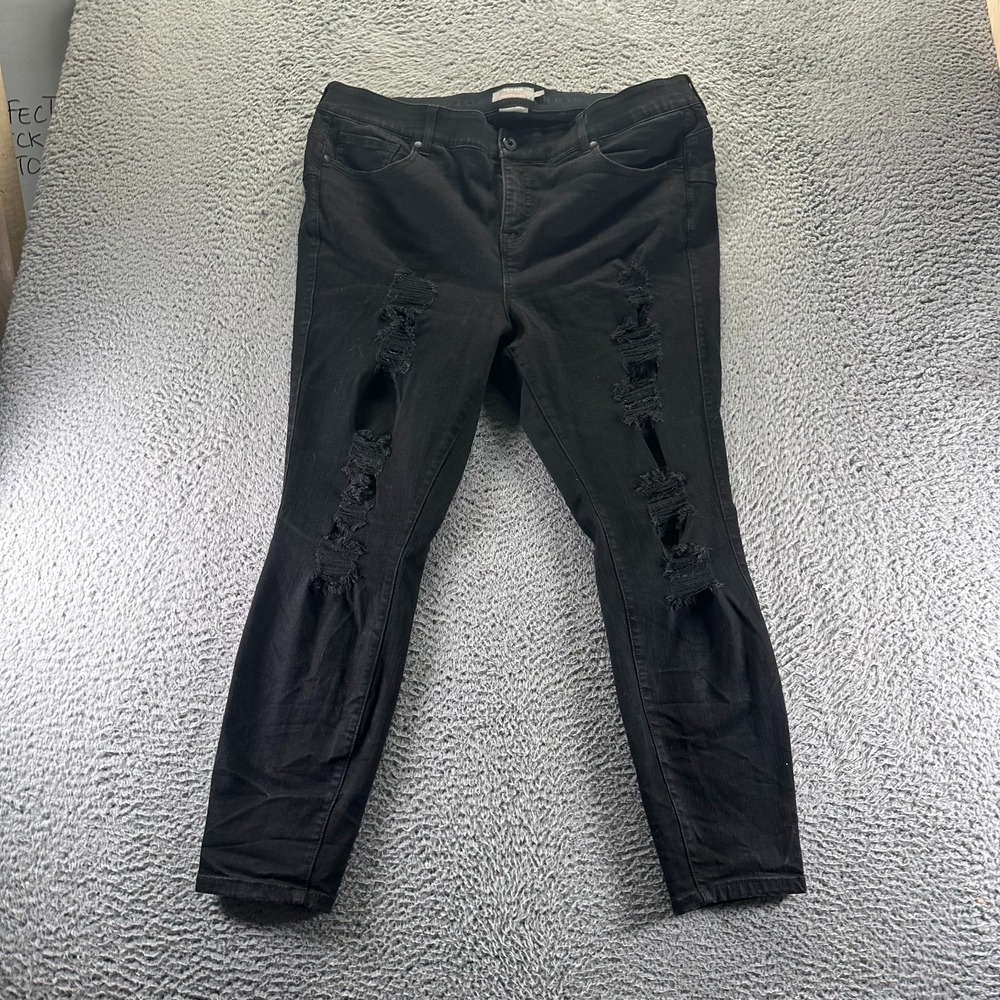 Torrid Bombshell Jeans Womens 20 Black Cotton Denim Skinny Stretch Distressed